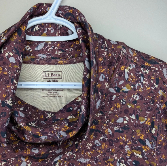 L.L.Bean Prima Supima  Cotton Purple Burgundy Printed Turtle Neck XL Reg Woman's - Picture 4 of 7